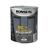 Ronseal 10 Year Weatherproof Wood Paint Satin Grey 750ml